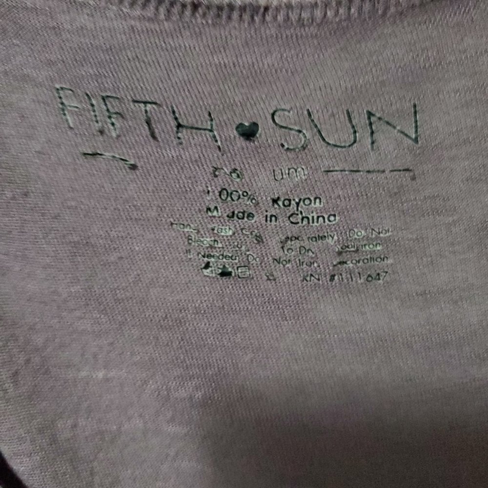 Fifth Sun Purple Short Sleeve Cest La Vie Round Neck Shirt Sz L - Picture 5 of 6